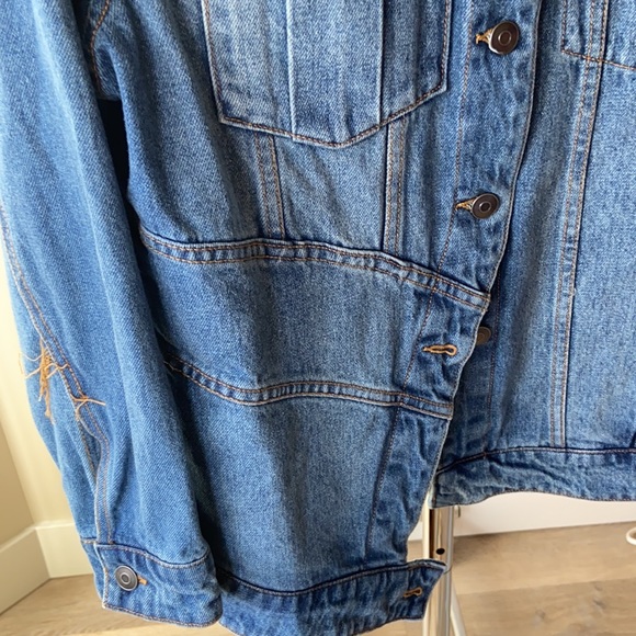 Future Collective with Kahlana Barfield Brown Women's Asymmetrical Jean Jacket - Picture 11 of 15